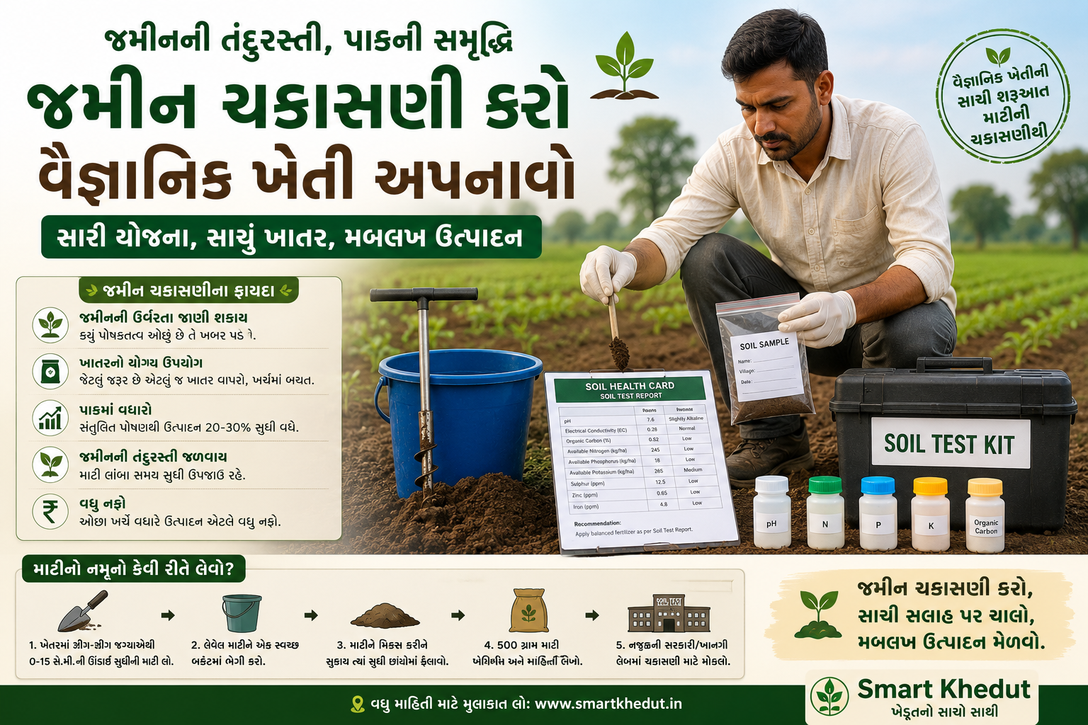 ખેતરમાંથી માટીના નમૂના એકત્ર કરવા