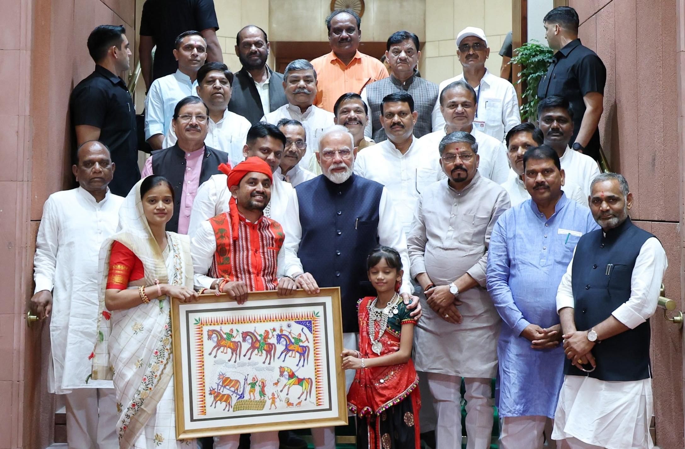 PM Modi meets Gujarat BJP tribal leaders at Parliament as Monsoon Session begins