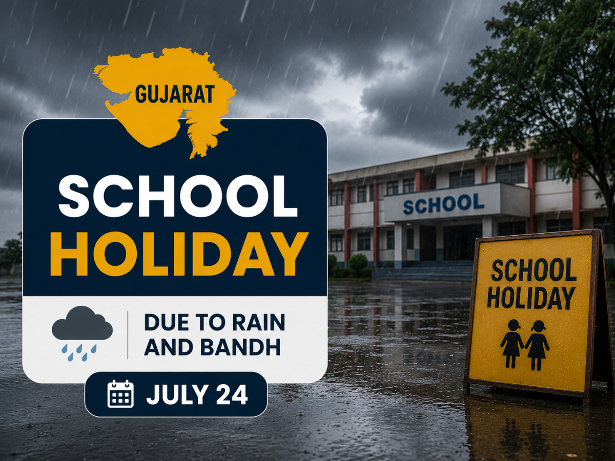 Gujarat School Holiday Today (July 24): Are Schools & Colleges Open or Closed in Surat, Vadodara, Ahmedabad? Check Latest Update, Heavy Rain Alert, IMD Weather Advisory & District-Wise School Closures
