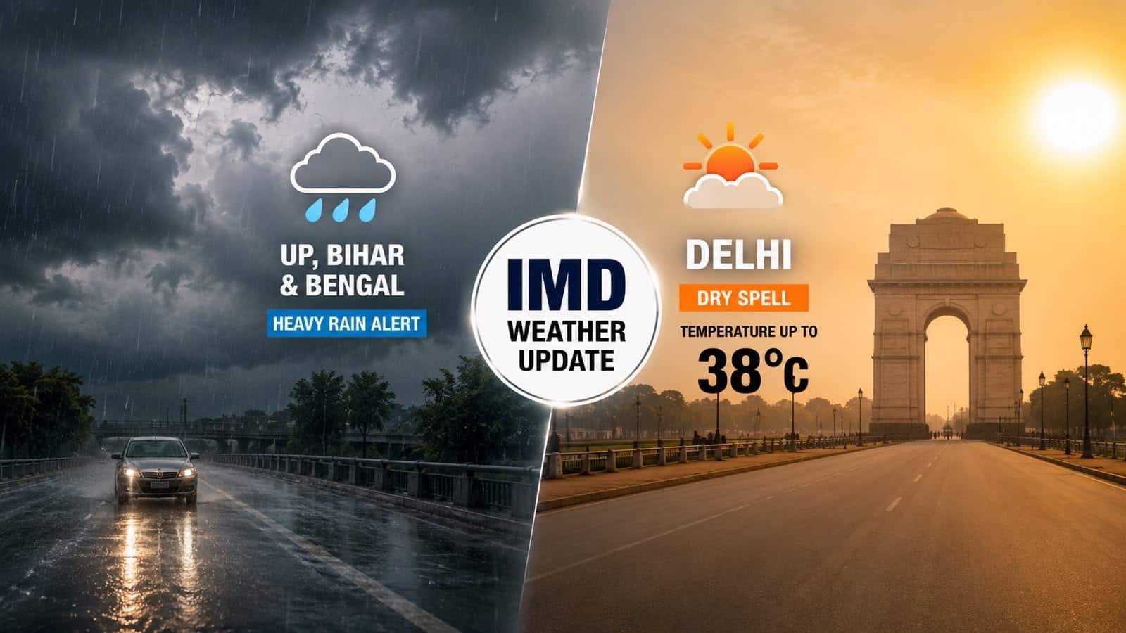 IMD weather update: Heavy rain alert in UP, Bihar & Bengal; dry spell to push Delhi temperature up to 38°C