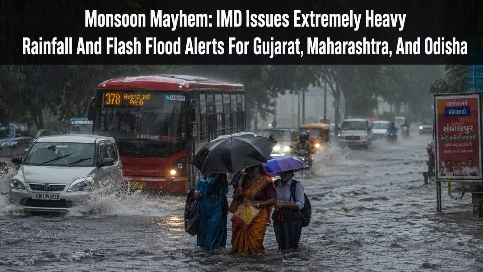 Monsoon alert: IMD forecasts heavy rain & flash flood risk in Gujarat, Maharashtra & Odisha