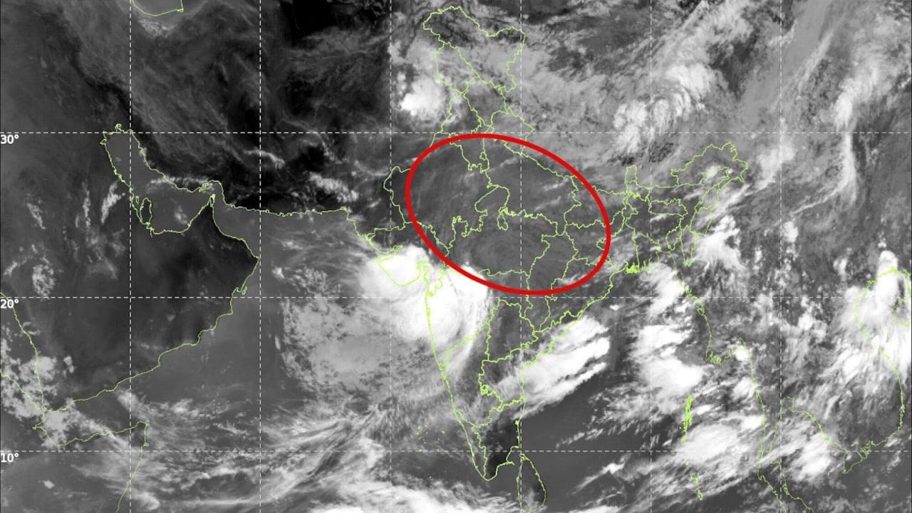 Satellite captures rain clouds missing from Central India amid peak monsoon