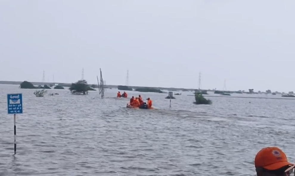 Dholera Village Turns Island As Bhogavo River Overflows Near Greenfield Smart City Hub