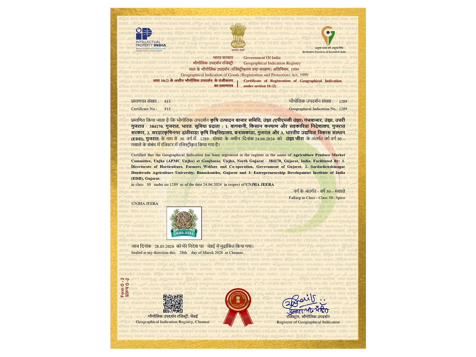 Unjha cumin and fennel in Gujarat receive GI tag for global recognition