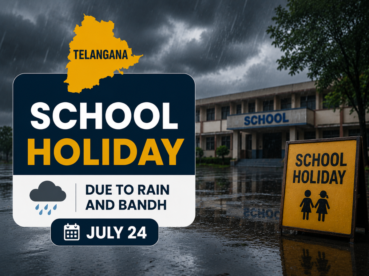 Telangana School Holiday Today (July 24): Are Schools & Colleges Open or Closed on Telangana Bandh? Check Latest Update, Heavy Rain Alert, IMD Weather Advisory & More